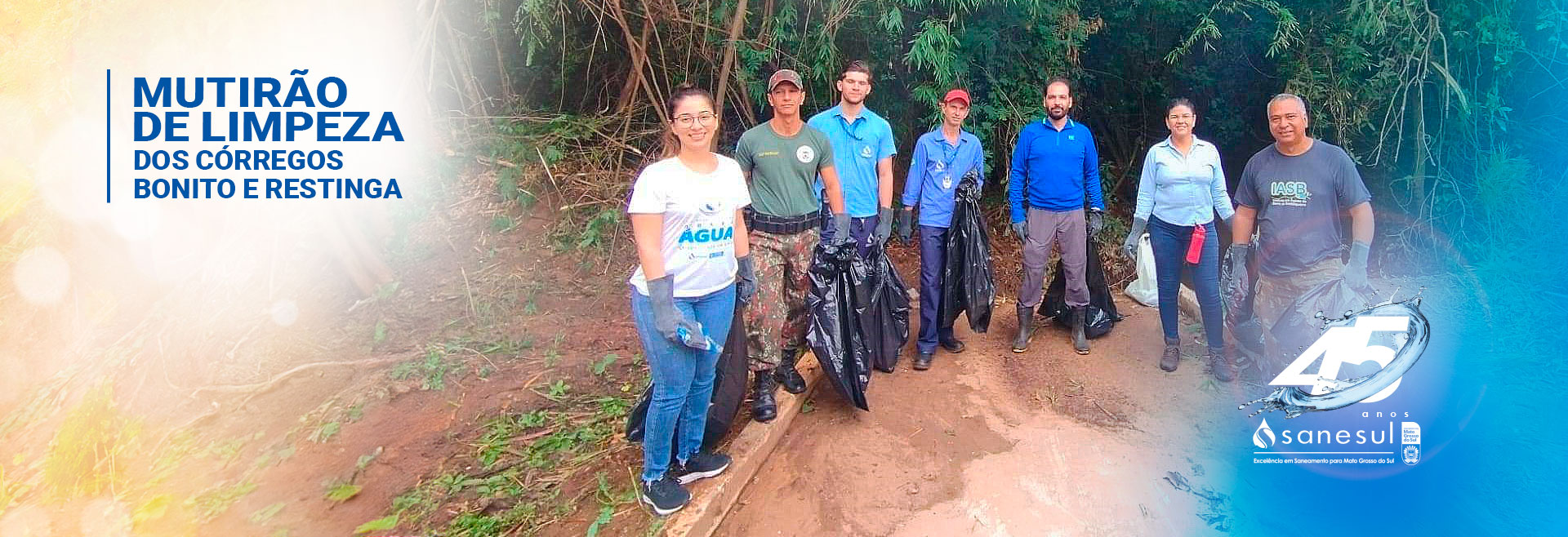 Sanesul participa de mutirão para limpeza dos córregos Bonito e Restinga                                                                                                                                                                                                                                                                                                                                                                                                                                            